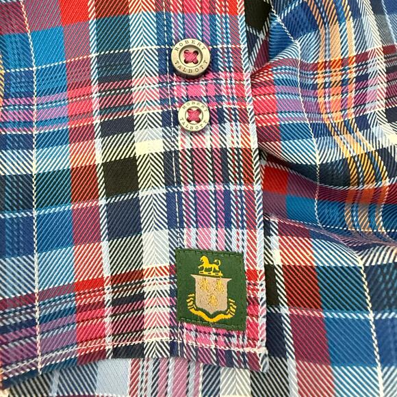 Robert Talbott Men's Casual Shirt Button Up Navy Blue Plaid Classic - Picture 3 of 8